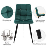 5-Piece Dining Set Modern Kitchen Table 120x70cm Black Iron, Dark Green Velvet