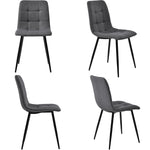 Dining Table Set 5-Piece 120x70cm Modern Kitchen Dark Grey Linen Black