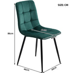 5-Piece Dining Set Modern Kitchen Table 120x70cm Black Iron, Dark Green Velvet