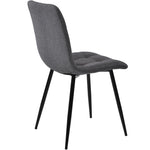 Dining Set 140x80cm Modern Kitchen Table 4 Chairs Black/Dark Grey Linen