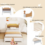 Single Bed Wooden Pine Wood Frame with MDF Head/Footboard 90x200 cm, White
