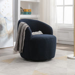 Swivel Accent Chair, Teddy Fabric Barrel Chair, Blue