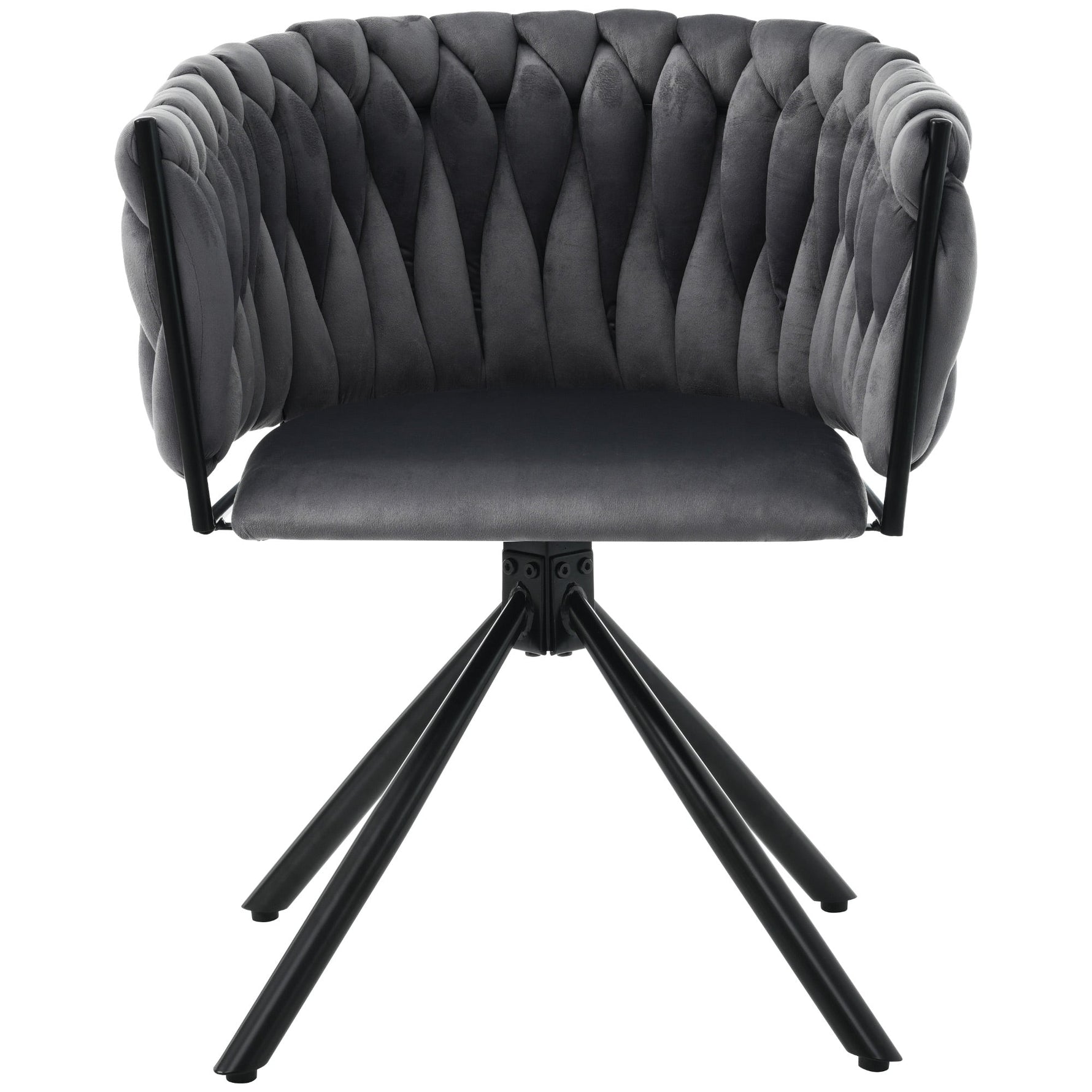Velvet Dining Chair, Set of 4, Swivel Leisure Chair with Metal Legs, Grey