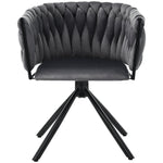 Velvet Swivel Dining Chairs, Set of 6, Leisure Armchair with Metal Legs, Grey Velvet