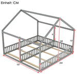 House Bed 90x200cm 2-in-1 Single Bed Grey