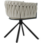 Velvet Dining Chair Set of 4 Swivel Metal Legs - Beige