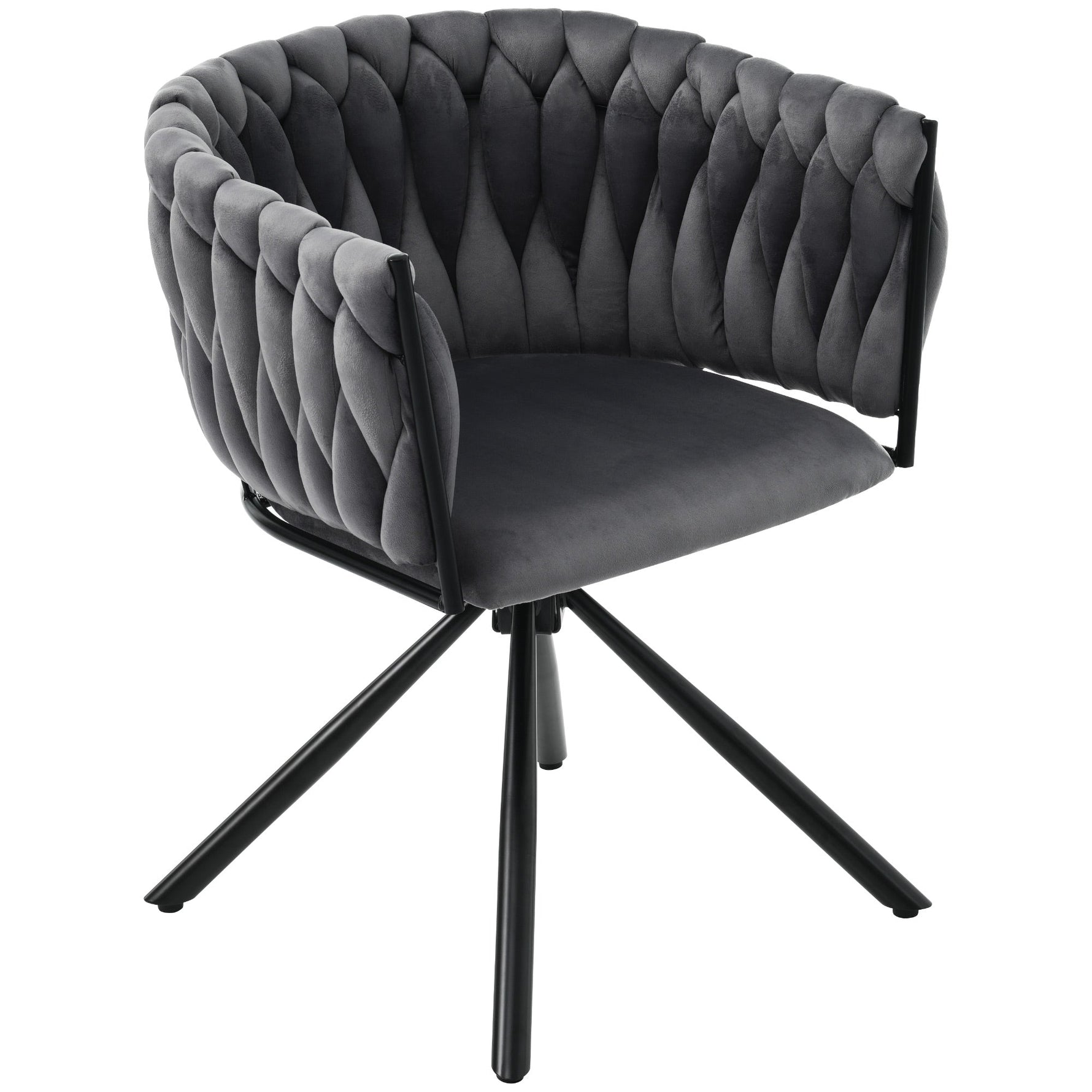 Velvet Dining Chair, Set of 4, Swivel Leisure Chair with Metal Legs, Grey