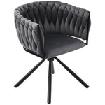 Swivel Dining Chair, Set of 2, Luxury Leisure Chair with Metal Legs, Grey Velvet