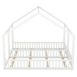 2-in-1 House Bed, 90x200cm Single Flat Bed, White