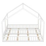 2-in-1 House Bed, 90x200cm Single Flat Bed, White