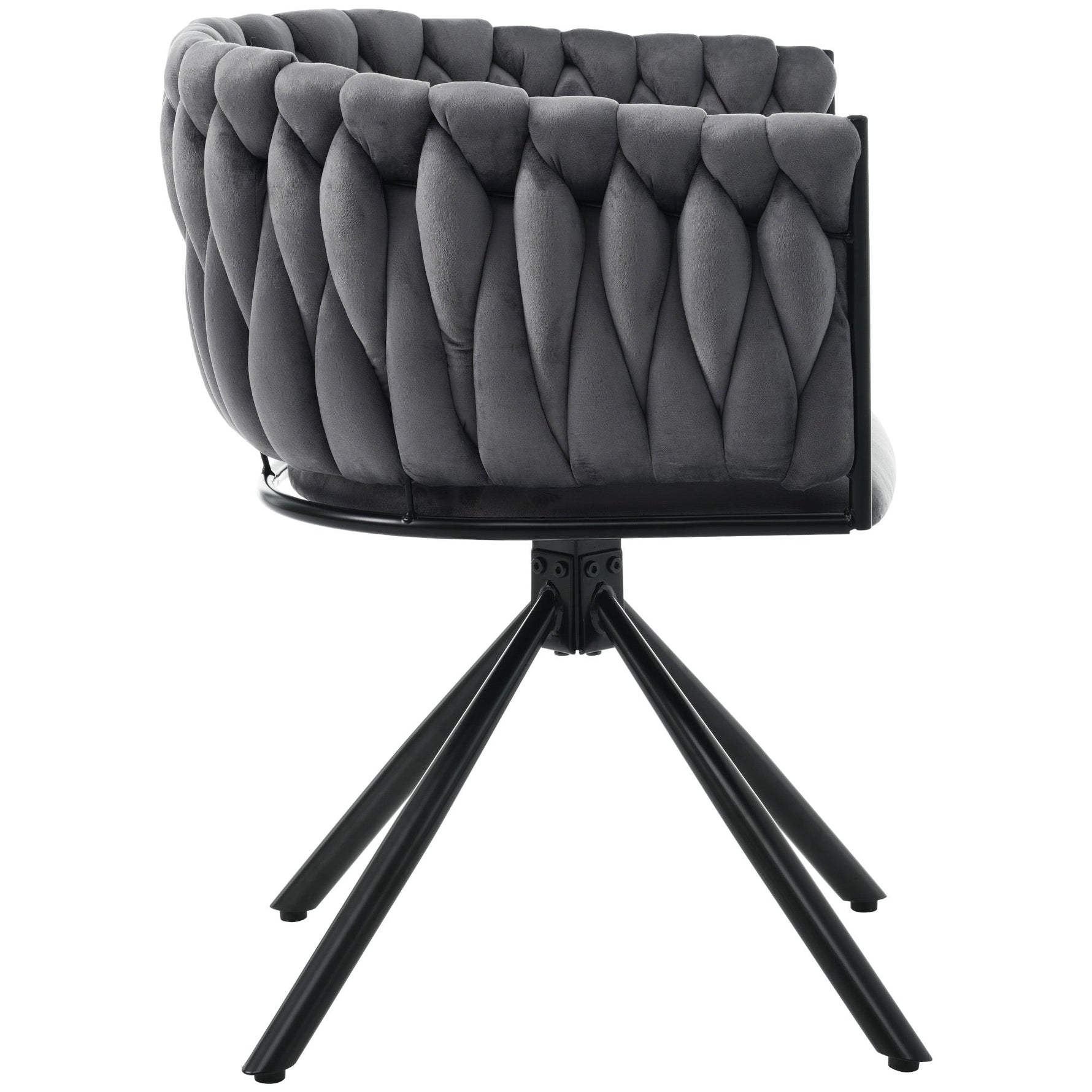 Velvet Dining Chair, Set of 4, Swivel Leisure Chair with Metal Legs, Grey