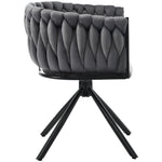 Velvet Swivel Dining Chairs, Set of 6, Leisure Armchair with Metal Legs, Grey Velvet