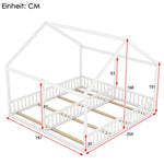 2-in-1 House Bed, 90x200cm Single Flat Bed, White