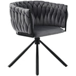 Velvet Swivel Dining Chairs, Set of 6, Leisure Armchair with Metal Legs, Grey Velvet