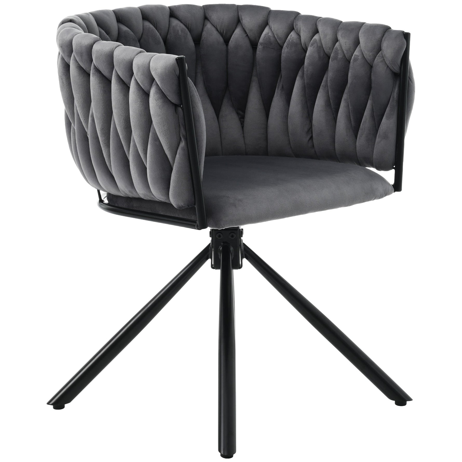 Velvet Swivel Dining Chairs, Set of 6, Leisure Armchair with Metal Legs, Grey Velvet