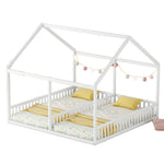2-in-1 House Bed, 90x200cm Single Flat Bed, White