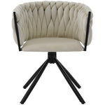 Velvet Dining Chair Set of 4 Swivel Metal Legs - Beige
