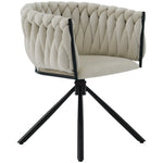 Velvet Dining Chair Single Swivel Metal Legs Beige