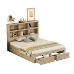Double Bed 160x200cm King Platform Storage Drawers Headboard Chipboard Natural