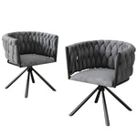 Swivel Dining Chair, Set of 2, Luxury Leisure Chair with Metal Legs, Grey Velvet