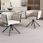 Velvet Dining Chair Single Swivel Metal Legs Beige