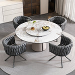 Velvet Dining Chair, Set of 4, Swivel Leisure Chair with Metal Legs, Grey