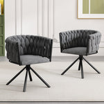 Swivel Dining Chair, Set of 2, Luxury Leisure Chair with Metal Legs, Grey Velvet