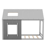 90 x 200 Children's Bed, House-Shaped with Roof and Window, Dark Grey and Light Grey