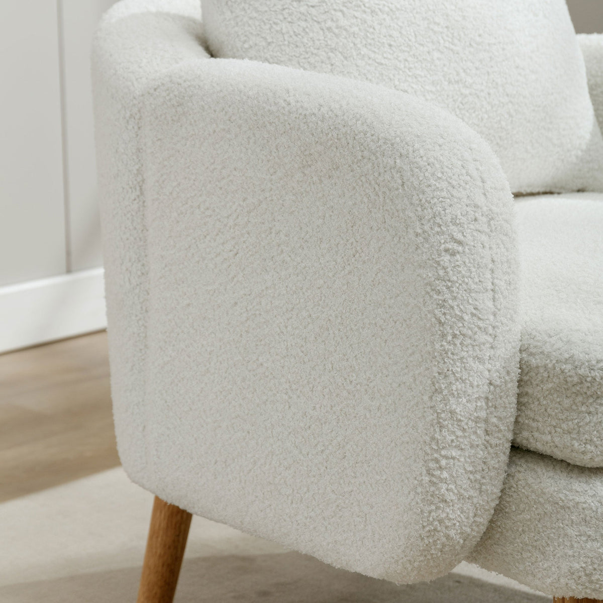 Teddy Velvet Armchair, Modern Simple Thick Cushion, Upholstered, Solid Wood Leg