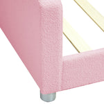 Children's Bed Upholstered 90*200cm, Multifunctional Sofa Bed with Backrest and Armrests, Teddy Fabric Pink