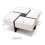 Coffee Table, High-Gloss with 4 Drawers, Linear Design