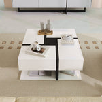 Coffee Table, High-Gloss with 4 Drawers, Linear Design