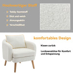 Teddy Velvet Armchair, Modern Simple Thick Cushion, Upholstered, Solid Wood Leg