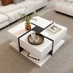 Coffee Table, High-Gloss with 4 Drawers, Linear Design