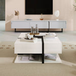 Coffee Table, High-Gloss with 4 Drawers, Linear Design