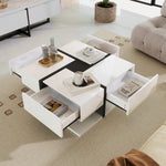 Coffee Table, High-Gloss with 4 Drawers, Linear Design