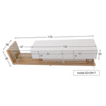 TV Cabinet Lowboard, LED Lighting Glass Partition, High-Gloss White and Wood