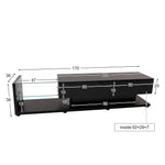 TV Cabinet, High-Gloss with Glass Partitions & LED Lighting, Rustic/Modern Design