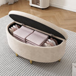 Upholstered Bed with Shell Headboard, Storage Bench and Golden Legs, 90x200cm, Beige Velvet