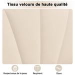 Velvet Upholstered Bed 140x190cm Shell Shape Adjustable Headboard Beige