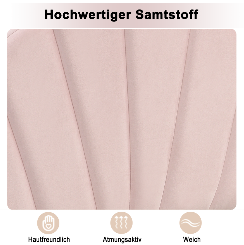 Shell-shaped Upholstered Bed with Storage Bench and Adjustable Headboard, 90x200cm, Pink Velvet