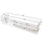 TV Cabinet, Low Panel with Glass Partitions & LED Lighting, High-Gloss White