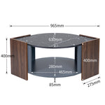 Coffee Table, Textured with Unique Lines, Marble/Walnut Contrast