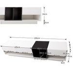 TV Cabinet Lowboard, Color-Blocking Design with Drawers & Compartments, High-Gloss White and Black