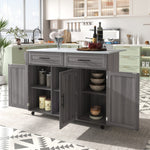 Dining Cart Kitchen Island Folding Table 5 Wheels Storage 2 Drawers - White/Khaki Grey