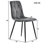 Dining Set 5-Piece Rectangular Kitchen Table 117x68cm Dark Grey Twill Velvet Black