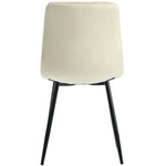 Dining Chair Set of 4 Upholstered Twill Velvet with Backrest Metal Legs Beige