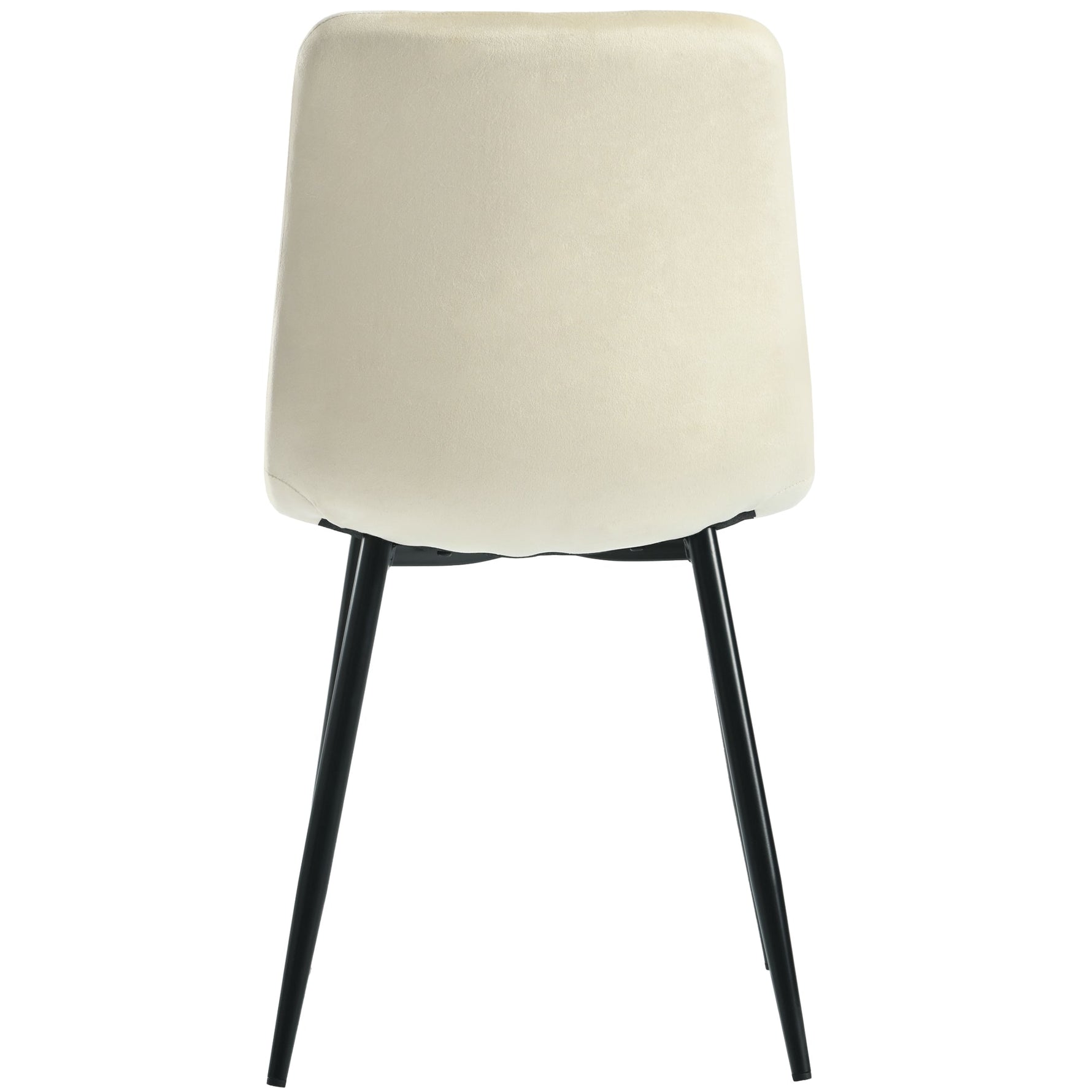 Dining Chair Set of 4 Upholstered Twill Velvet with Backrest Metal Legs Beige