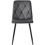 4 Dining Chairs Upholstered with Backrest Metal Legs Dark Grey Twill Velvet