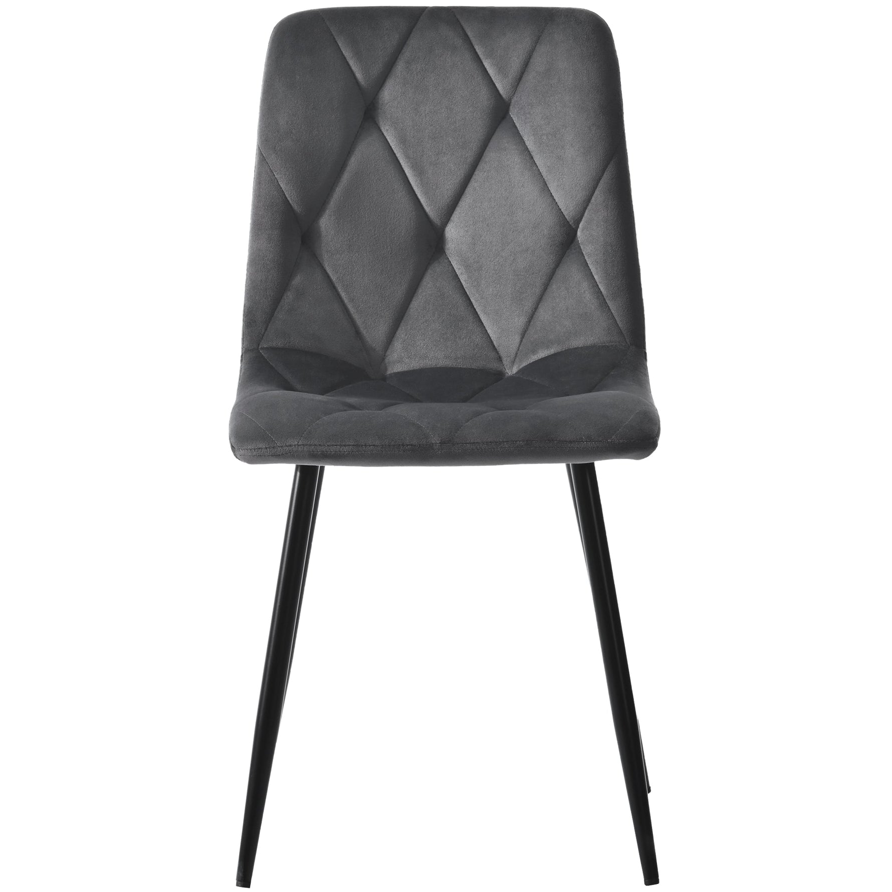 4 Dining Chairs Upholstered with Backrest Metal Legs Dark Grey Twill Velvet